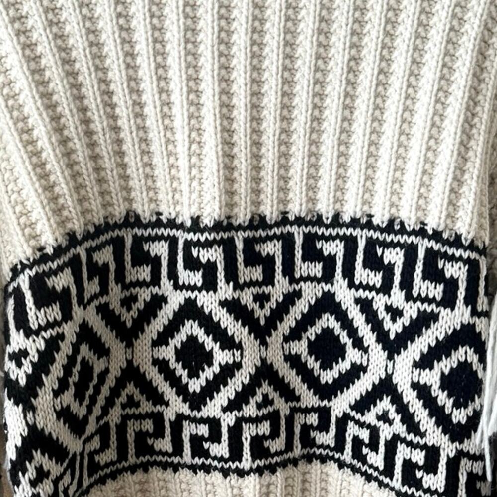 H&M Drop Shoulder Fringe Thick Ribbed Knit Wool Blend Sweater Size Small - Picture 7 of 9